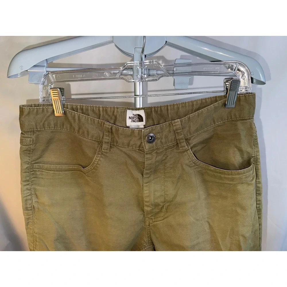 North Face Mens Hiking Pants 32x30 Olive Tan Canvas Articulated Knee Trail Carg